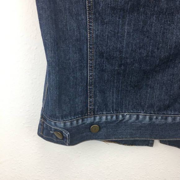 Forever 21 Womens M Blue Denim Cut Off Jean Jacket - Picture 6 of 11